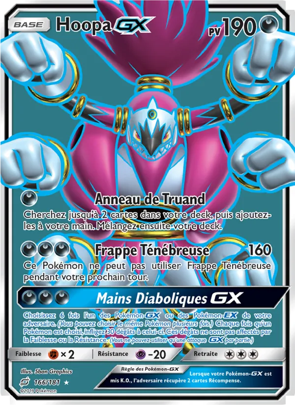 Carte Hoopa GX de l'extension Duo de Choc, numéro 166/181