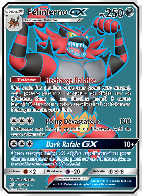 Carte Félinferno GX de l'extension Duo de Choc, numéro 167/181
