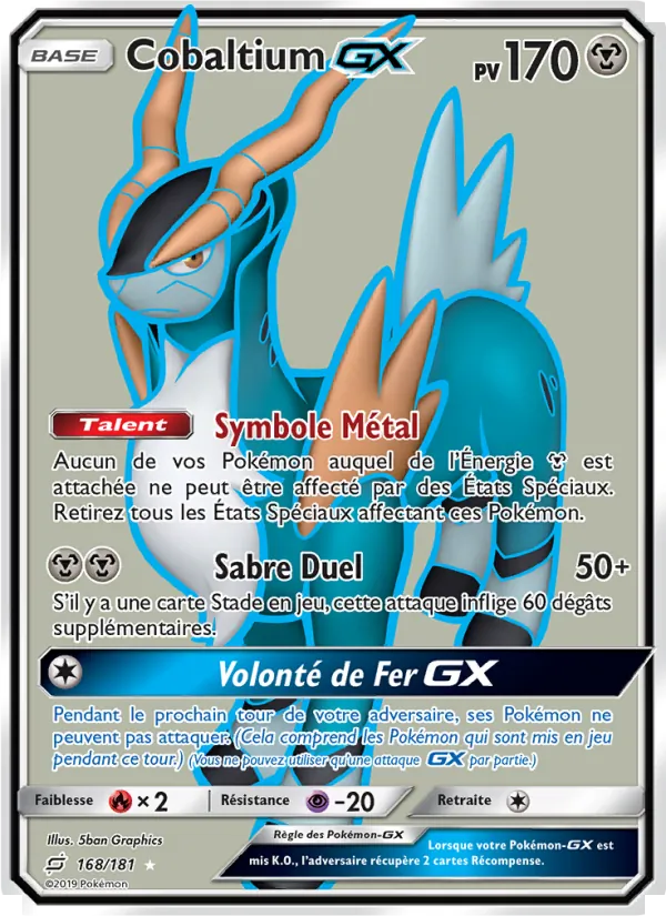 Carte Cobaltium GX de l'extension Duo de Choc, numéro 168/181