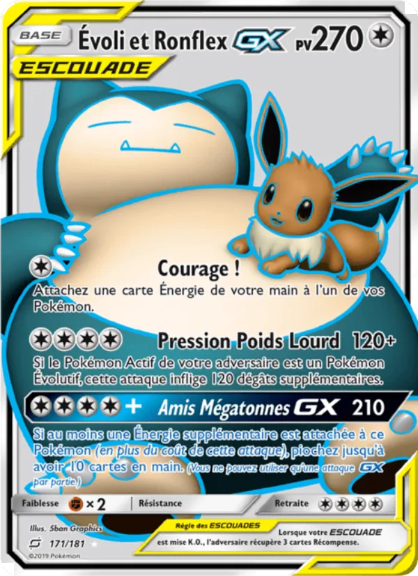 Carte Évoli et Ronflex GX de l'extension Duo de Choc, numéro 171/181