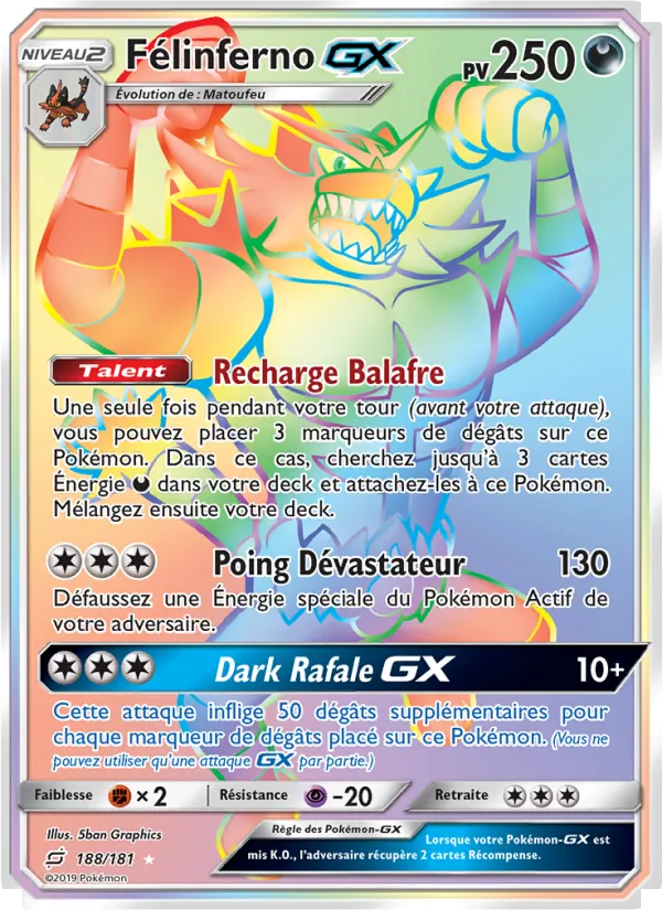 Carte Félinferno GX de l'extension Duo de Choc, numéro 188/181