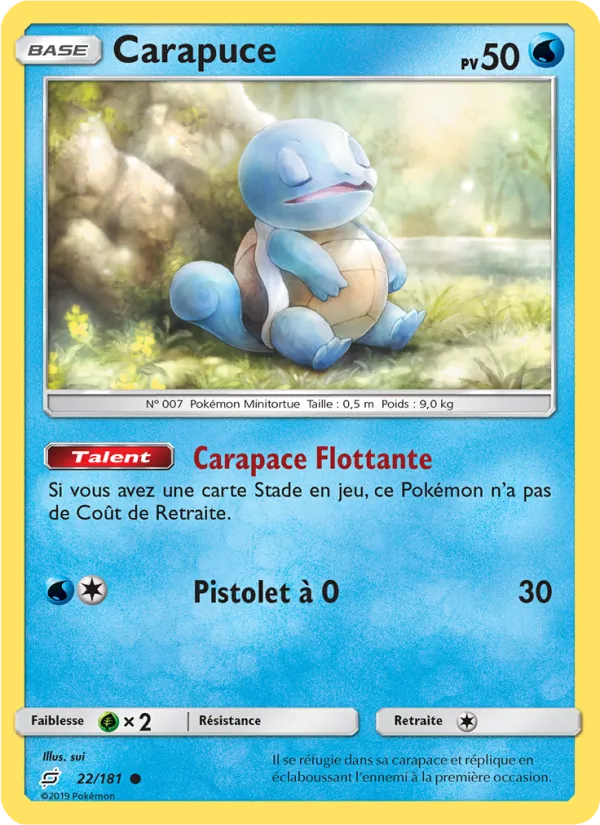 Carte Carapuce de l'extension Duo de Choc, numéro 22/181