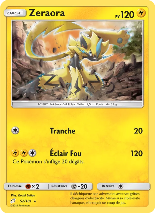 Carte Zeraora de l'extension Duo de Choc, numéro 52/181