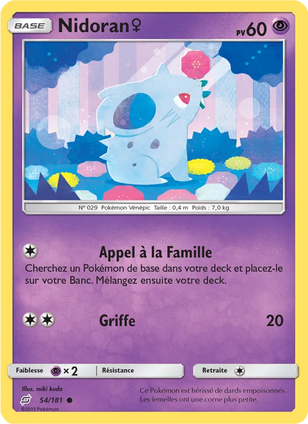 Carte Nidoran♀ de l'extension Duo de Choc, numéro 54/181