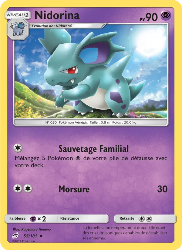 Carte Nidorina de l'extension Duo de Choc, numéro 55/181