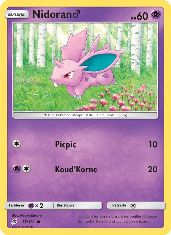 Carte Nidoran♂ de l'extension Duo de Choc, numéro 57/181