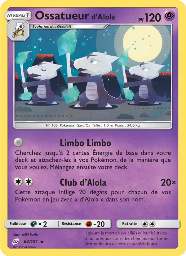 Carte Ossatueur d’Alola de l'extension Duo de Choc, numéro 64/181