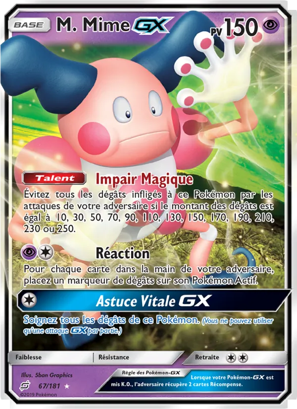Carte M. Mime GX de l'extension Duo de Choc, numéro 67/181