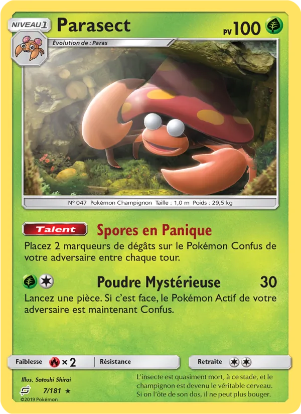 Carte Parasect de l'extension Duo de Choc, numéro 7/181