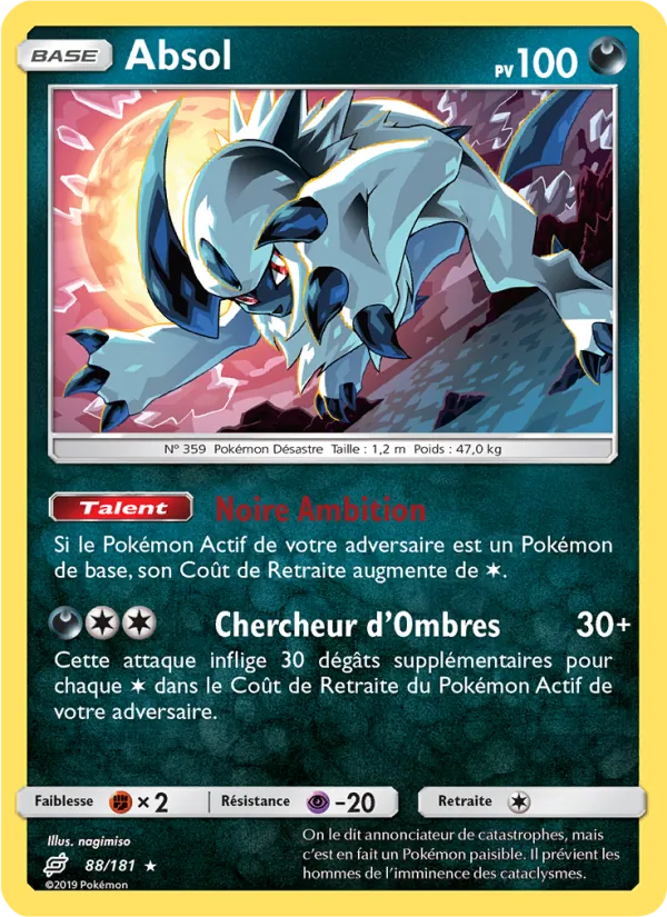 Carte Absol de l'extension Duo de Choc, numéro 88/181