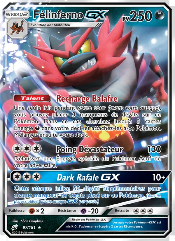 Carte Félinferno GX de l'extension Duo de Choc, numéro 97/181