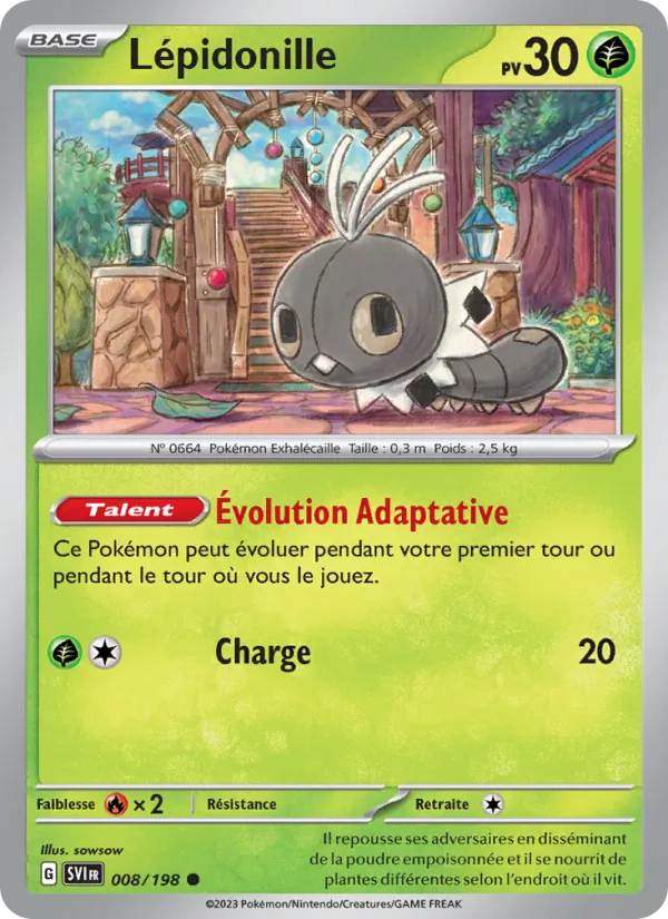 Carte Lépidonille de l'extension Écarlate et Violet, numéro 008/198