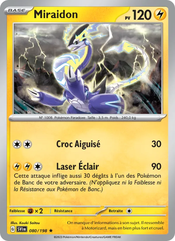 Carte Miraidon de l'extension Écarlate et Violet, numéro 080/198