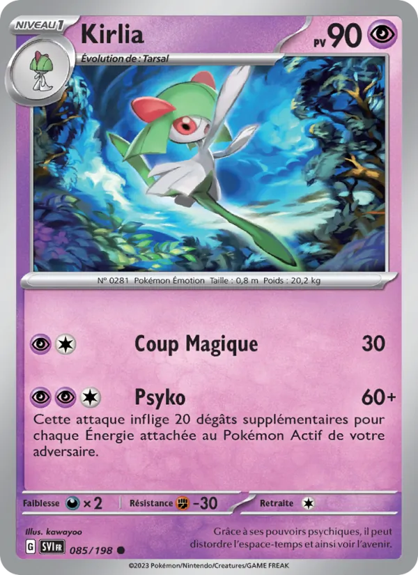 Carte Kirlia de l'extension Écarlate et Violet, numéro 085/198