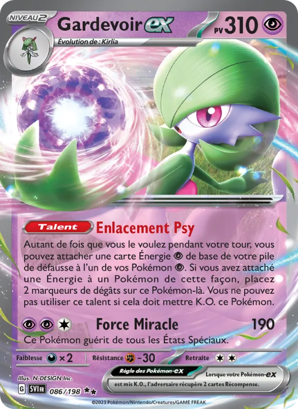 Carte Gardevoir-ex de l'extension Écarlate et Violet, numéro 086/198