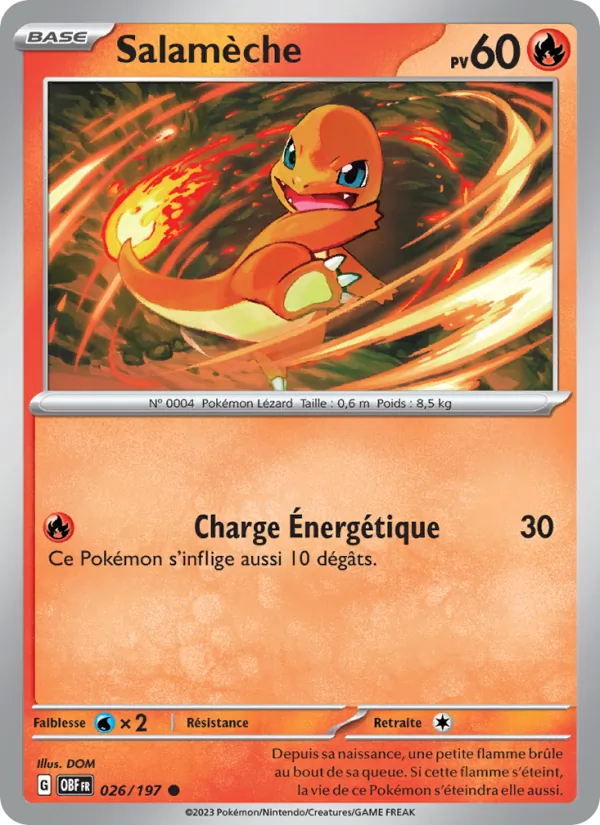Carte Salamèche de l'extension Flammes Obsidiennes, numéro 026/197
