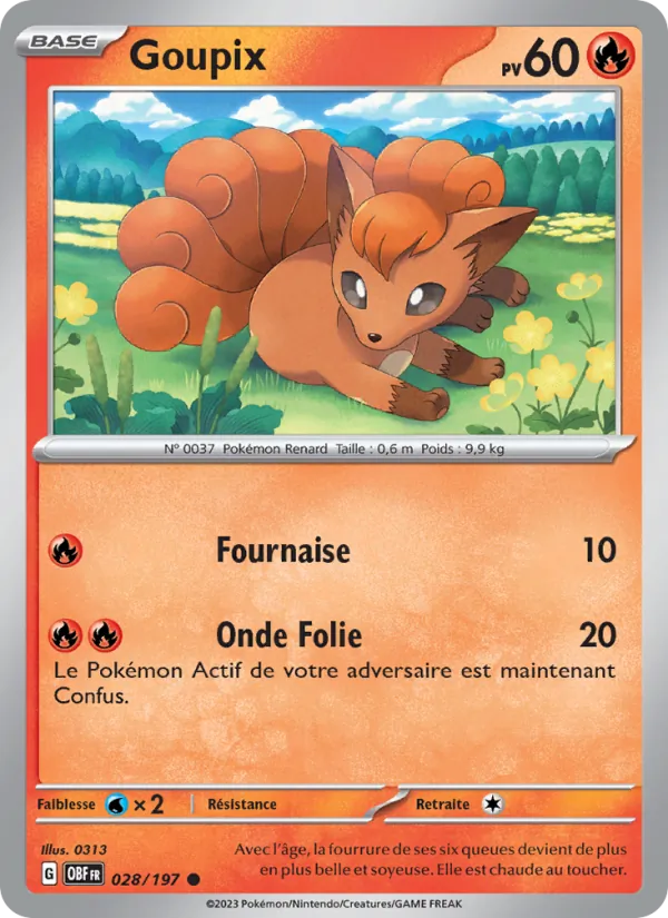 Carte Goupix de l'extension Flammes Obsidiennes, numéro 028/197