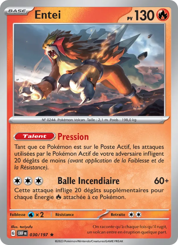 Carte Entei de l'extension Flammes Obsidiennes, numéro 030/197
