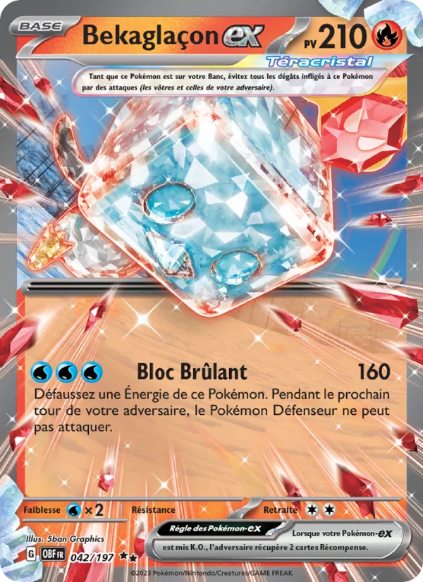 Carte Bekaglaçon-ex de l'extension Flammes Obsidiennes, numéro 042/197