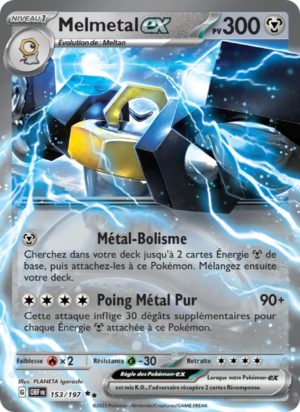 Carte Melmetal-ex de l'extension Flammes Obsidiennes, numéro 153/197