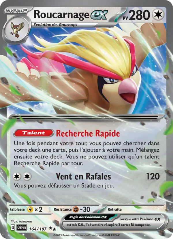 Carte Roucarnage-ex de l'extension Flammes Obsidiennes, numéro 164/197