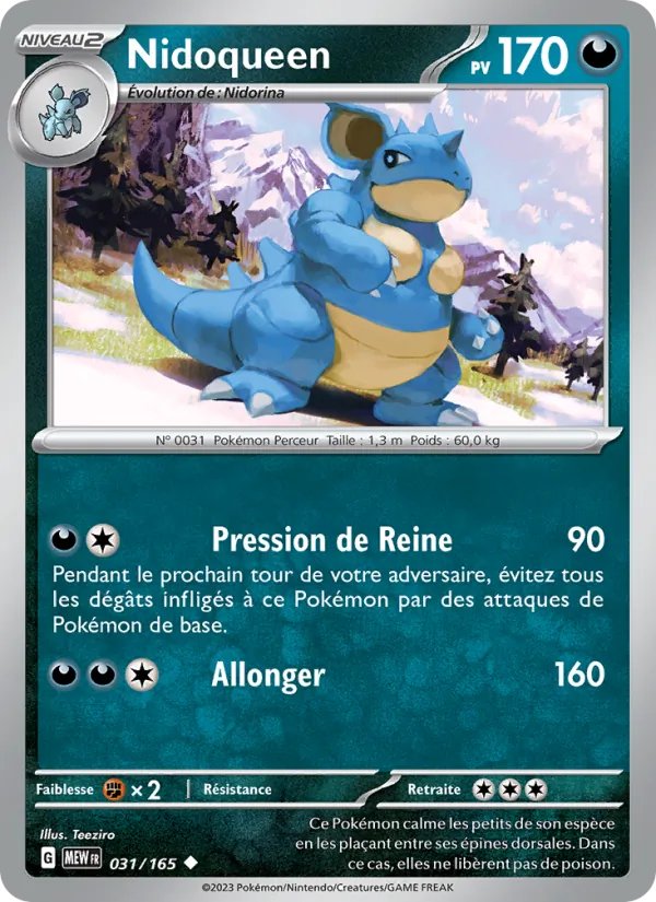 Carte Nidoqueen de l'extension 151, numéro 031/165