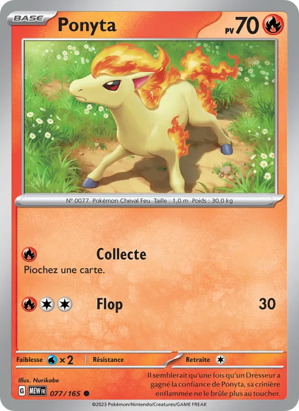 Carte Ponyta de l'extension 151, numéro 077/165