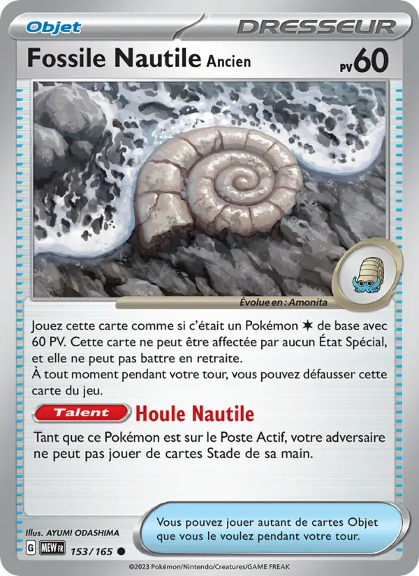 Carte Fossile Nautile Ancien de l'extension 151, numéro 153/165