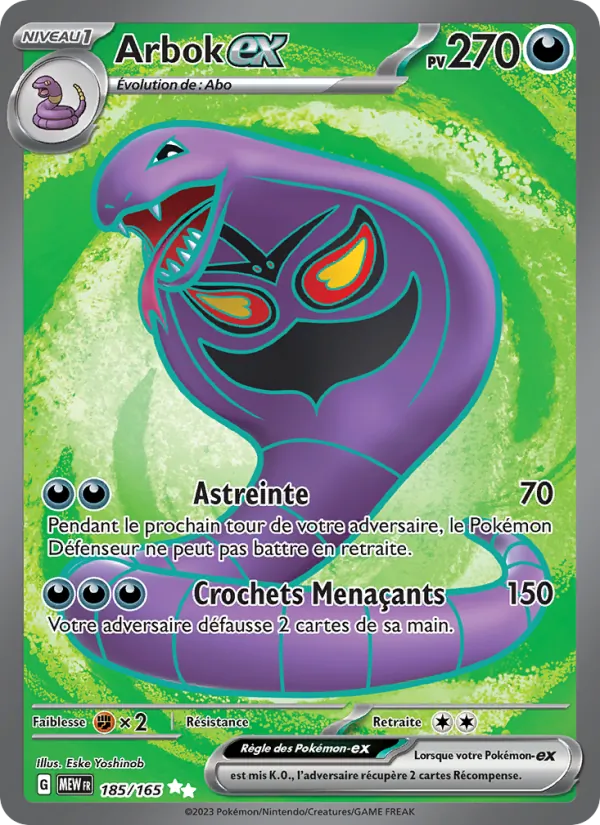 Carte Arbok-ex de l'extension 151, numéro 185/165