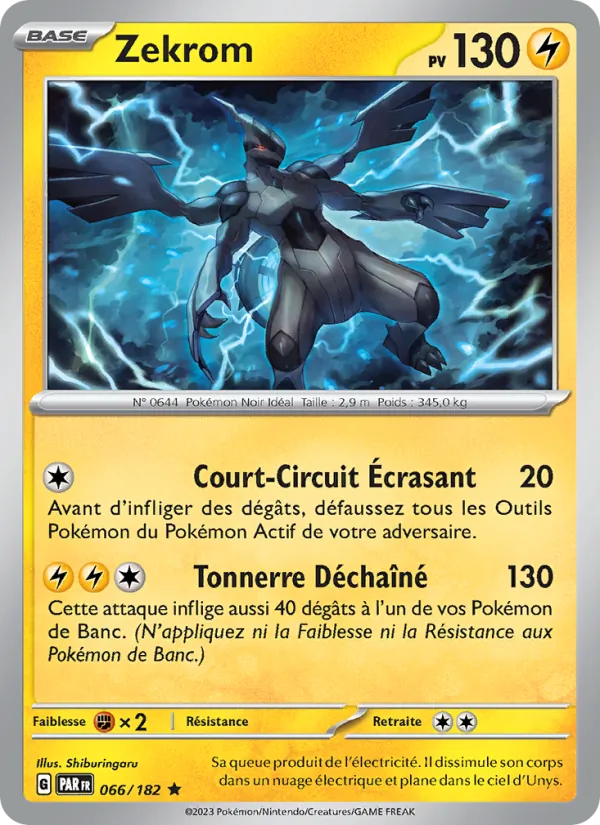 Carte Zekrom de l'extension Faille Paradoxe, numéro 066/182