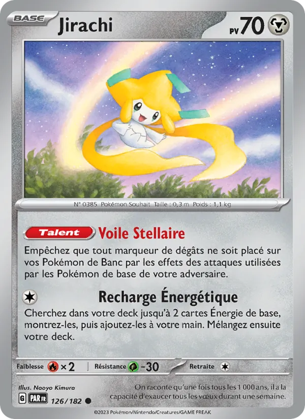 Carte Jirachi de l'extension Faille Paradoxe, numéro 126/182
