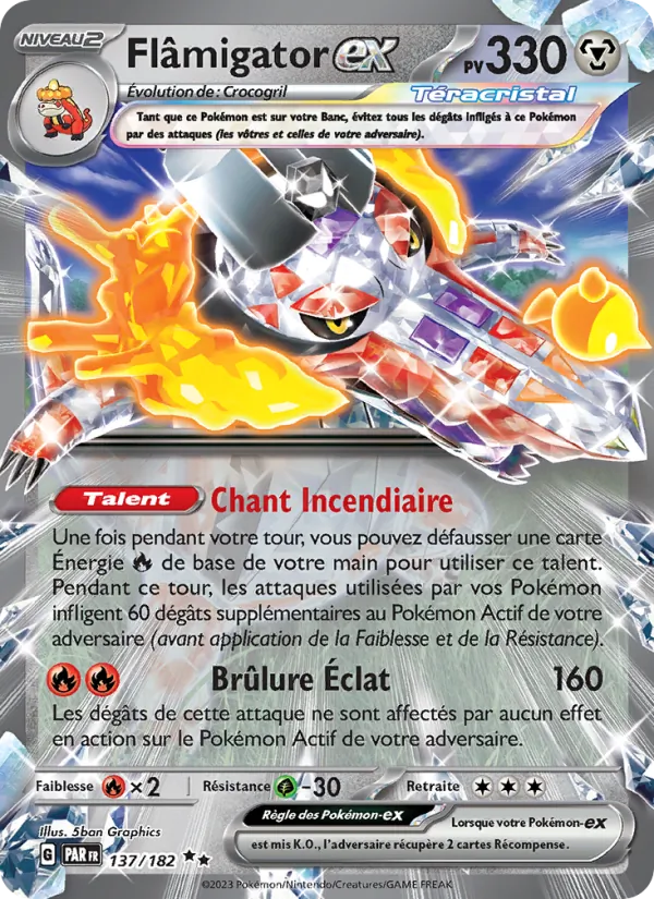 Carte Flâmigator-ex de l'extension Faille Paradoxe, numéro 137/182