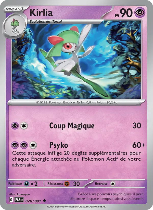 Carte Kirlia de l'extension Destinées de Paldea, numéro 028/91