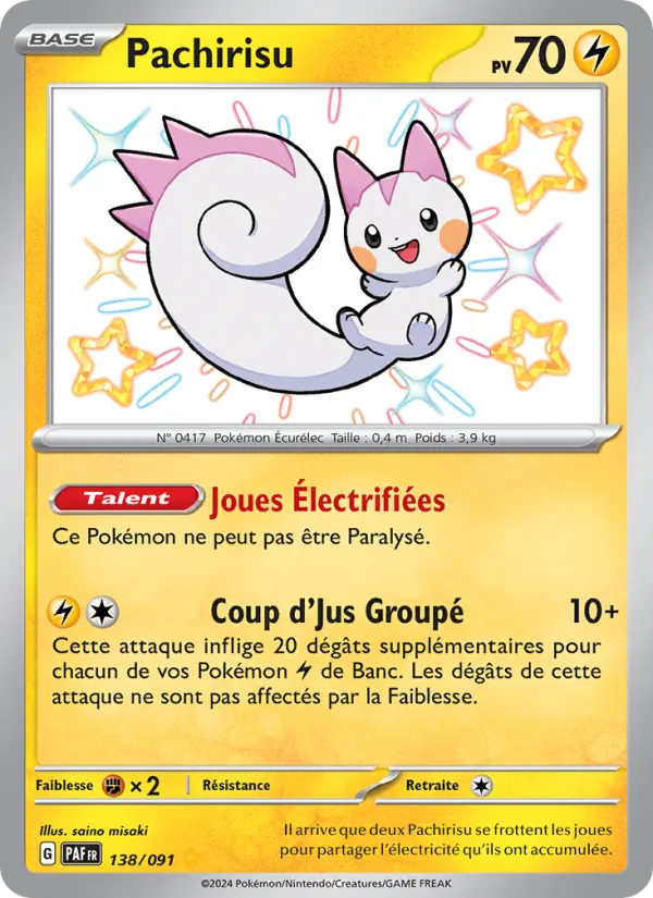 Carte Pachirisu de l'extension Destinées de Paldea, numéro 138/91