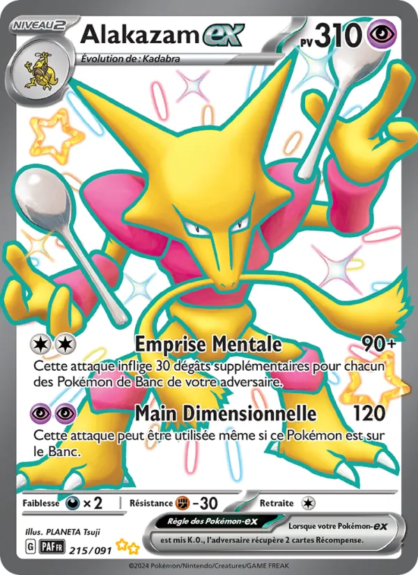 Carte Alakazam-ex de l'extension Destinées de Paldea, numéro 215/91