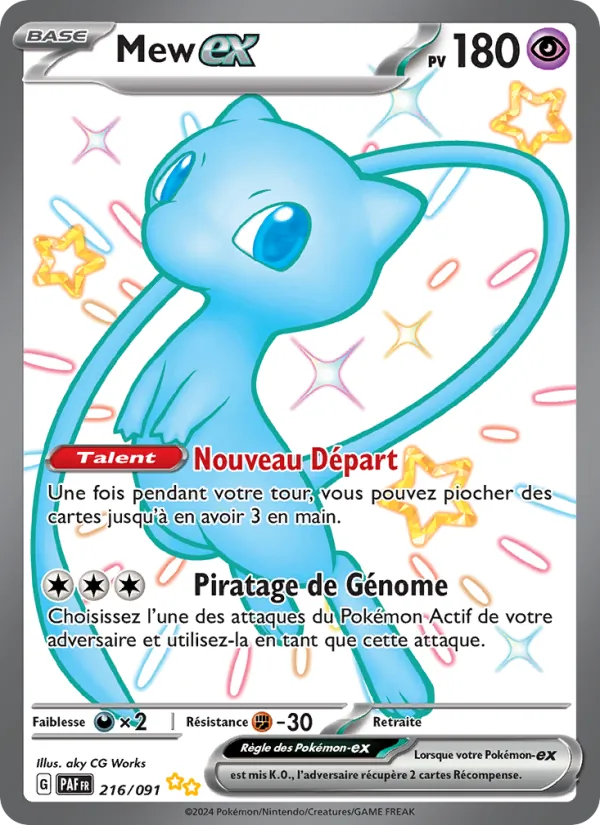 Carte Mew-ex de l'extension Destinées de Paldea, numéro 216/91