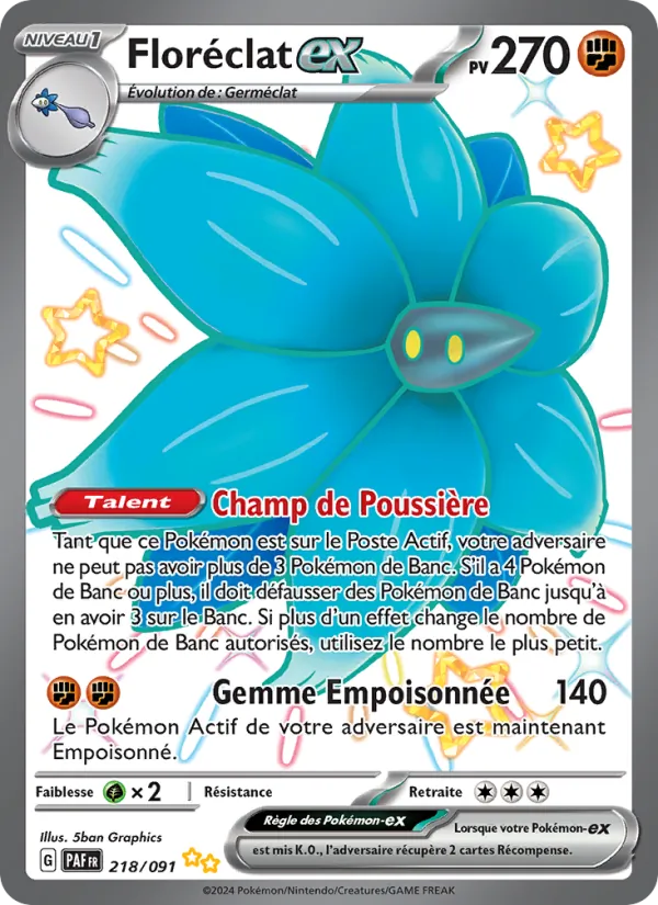 Carte Floréclat-ex de l'extension Destinées de Paldea, numéro 218/91