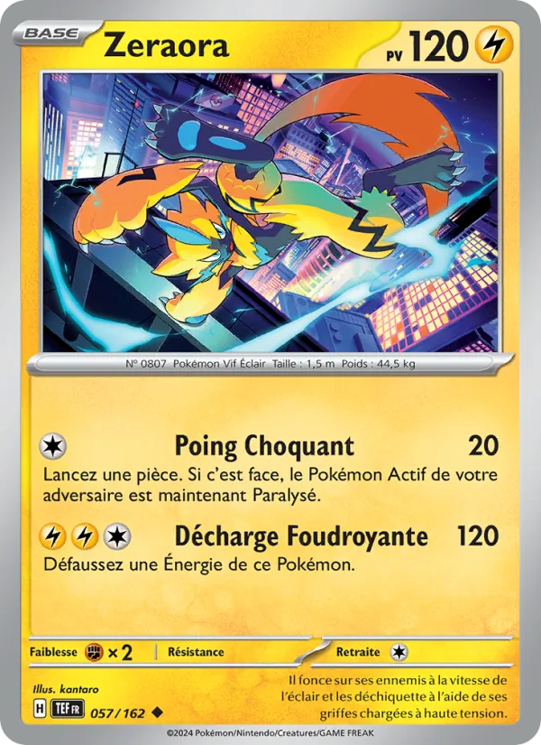 Carte Zeraora de l'extension Forces Temporelles, numéro 057/162