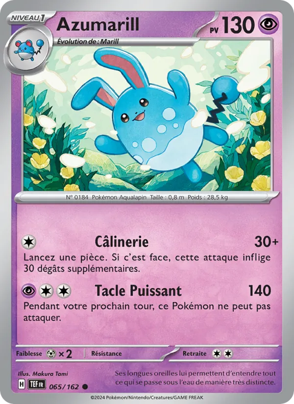 Carte Azumarill de l'extension Forces Temporelles, numéro 065/162