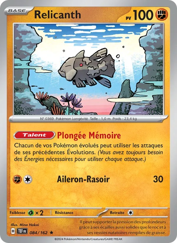 Carte Relicanth de l'extension Forces Temporelles, numéro 084/162