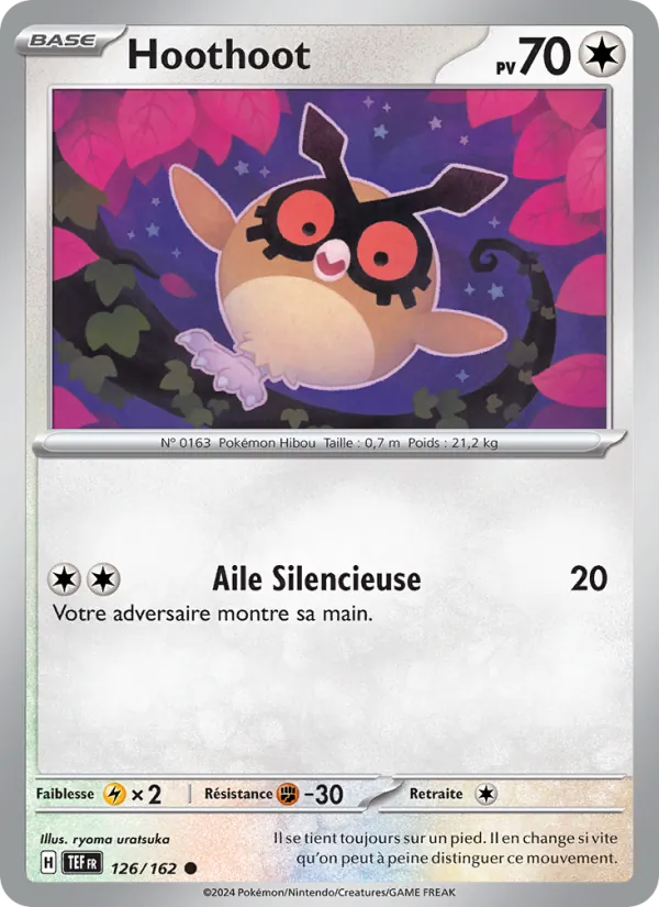 Carte Hoothoot de l'extension Forces Temporelles, numéro 126/162