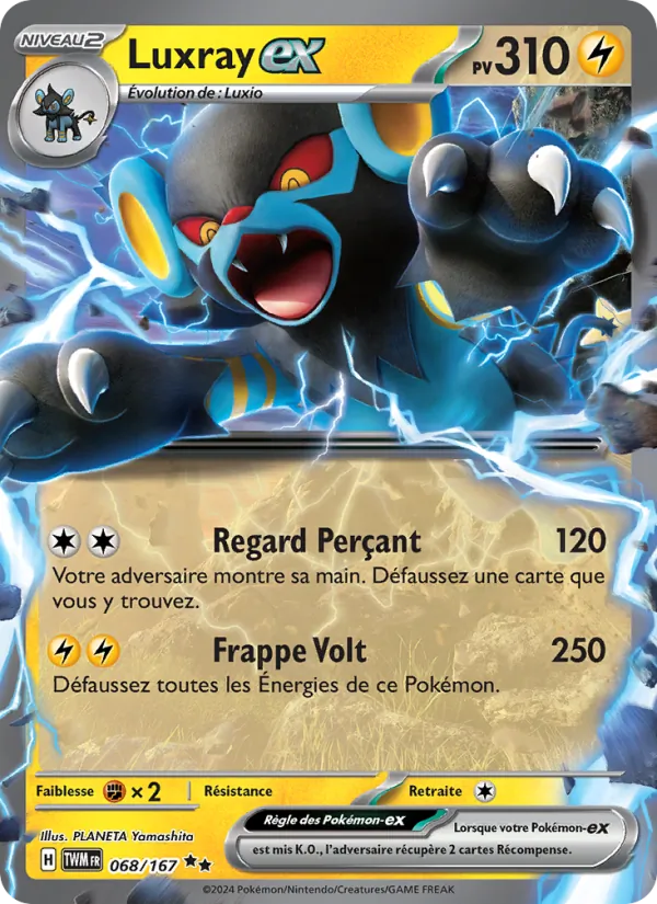 Carte Luxray-ex de l'extension Mascarade Crépusculaire, numéro 068/167