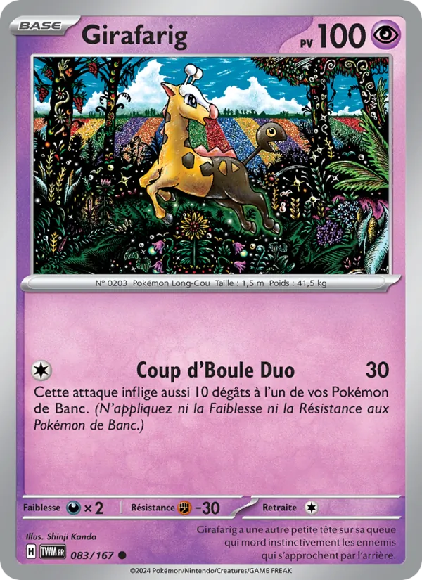 Carte Girafarig de l'extension Mascarade Crépusculaire, numéro 083/167