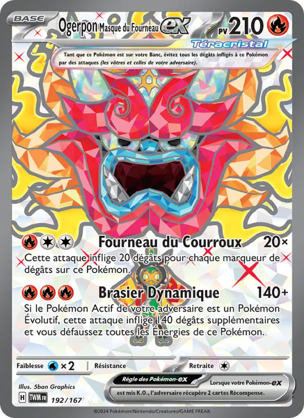 Carte Ogerpon Masque du Fourneau-ex de l'extension Mascarade Crépusculaire, numéro 192/167