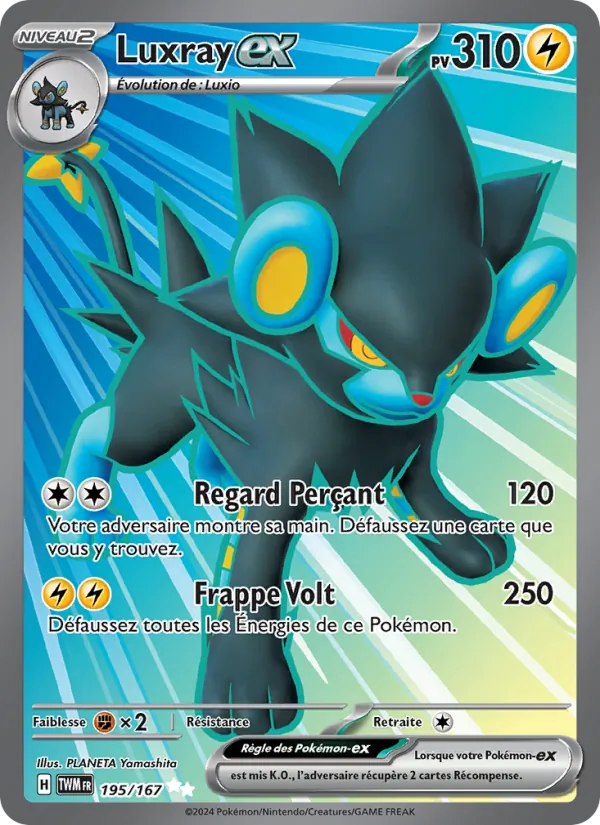 Carte Luxray-ex de l'extension Mascarade Crépusculaire, numéro 195/167