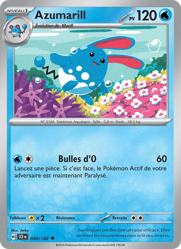 Carte Azumarill de l'extension Couronne Stellaire, numéro 034/142