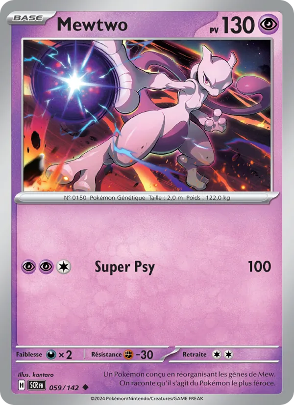 Carte Mewtwo de l'extension Couronne Stellaire, numéro 059/142