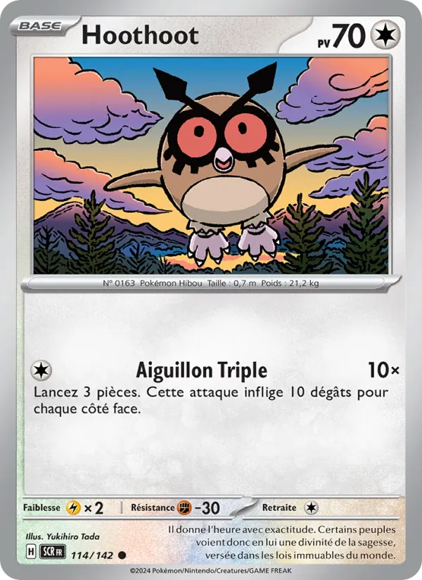 Carte Hoothoot de l'extension Couronne Stellaire, numéro 114/142