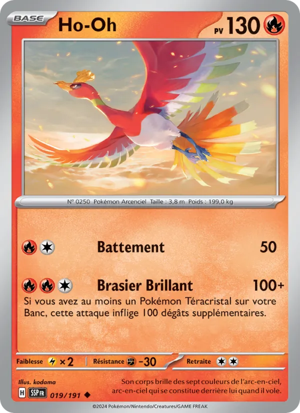 Carte Ho-Oh de l'extension Étincelles Déferlantes, numéro 019/191