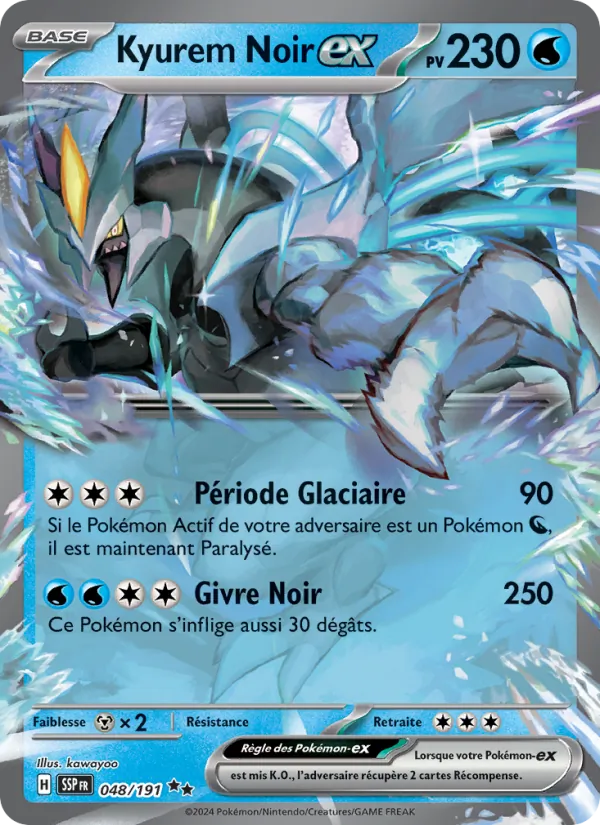 Carte Kyurem Noir-ex de l'extension Étincelles Déferlantes, numéro 048/191